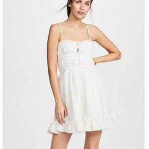 Red Carter Cream Ruffle Dress with Gold Details NWOT Medium